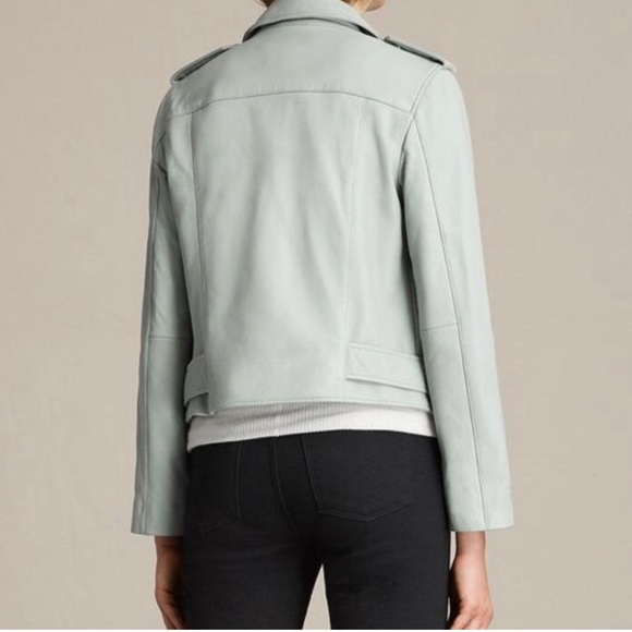 All Saints Light Green Leather Jacket - Picture 16 of 16